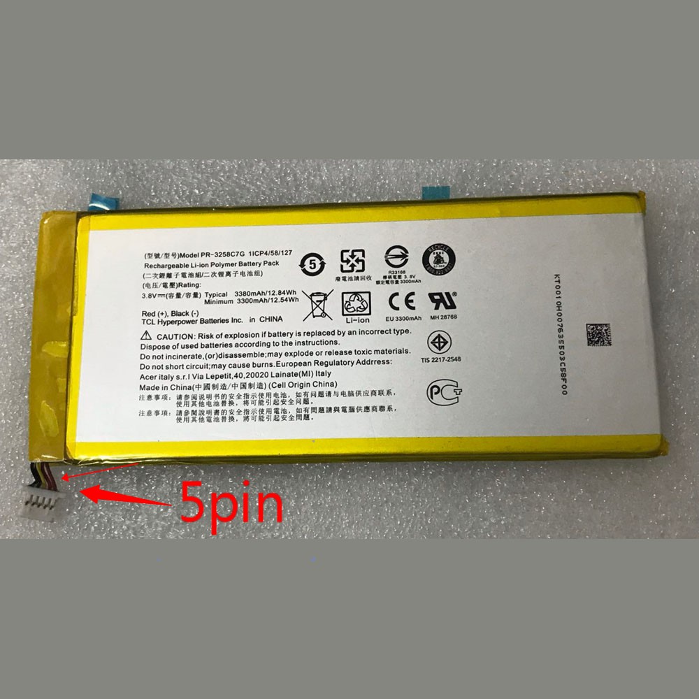 Iconia Tab B1 720 Tablet Battery (1ICP4 58 acer PR 3258C7G
